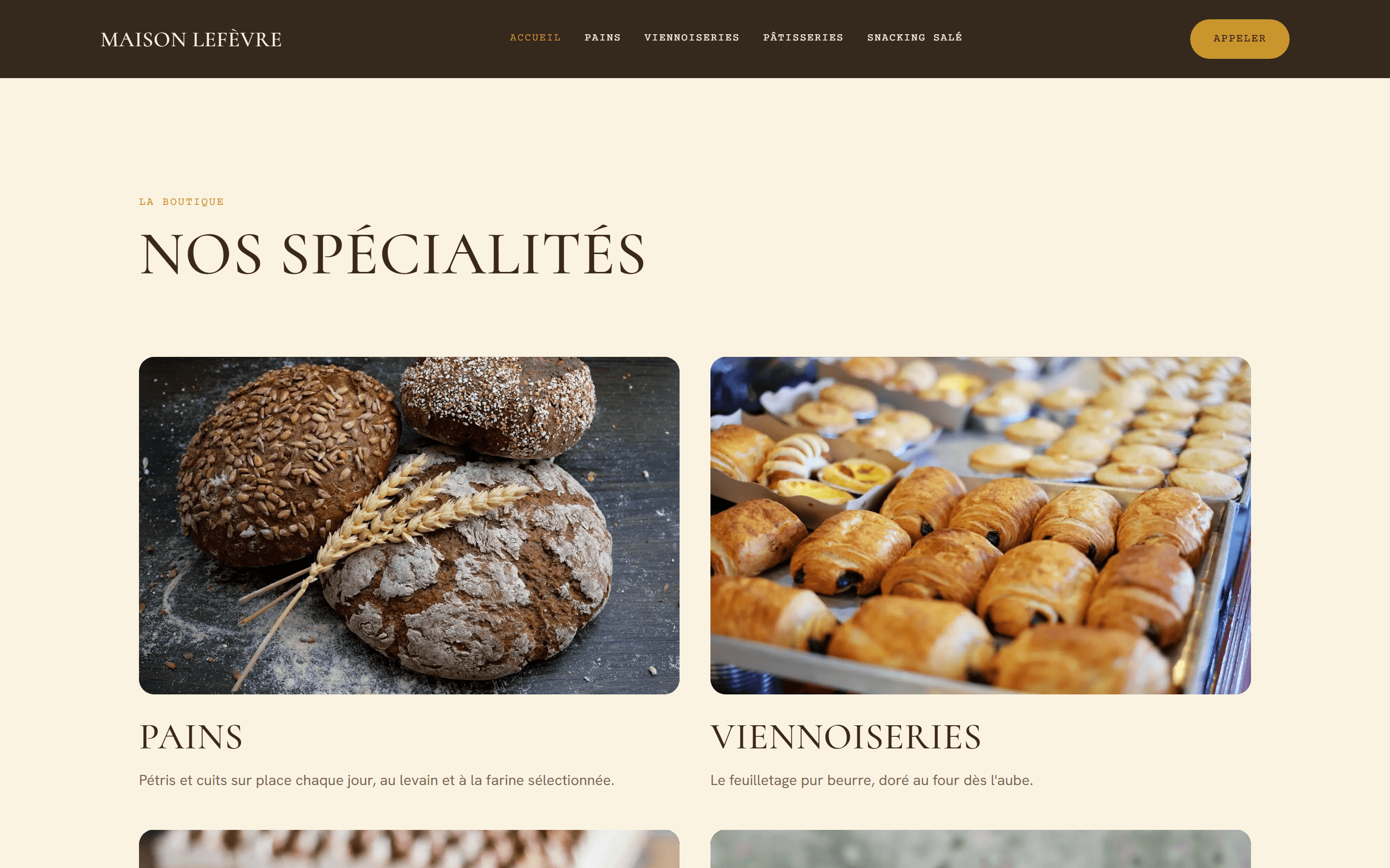 Site boulangerie — aperçu
